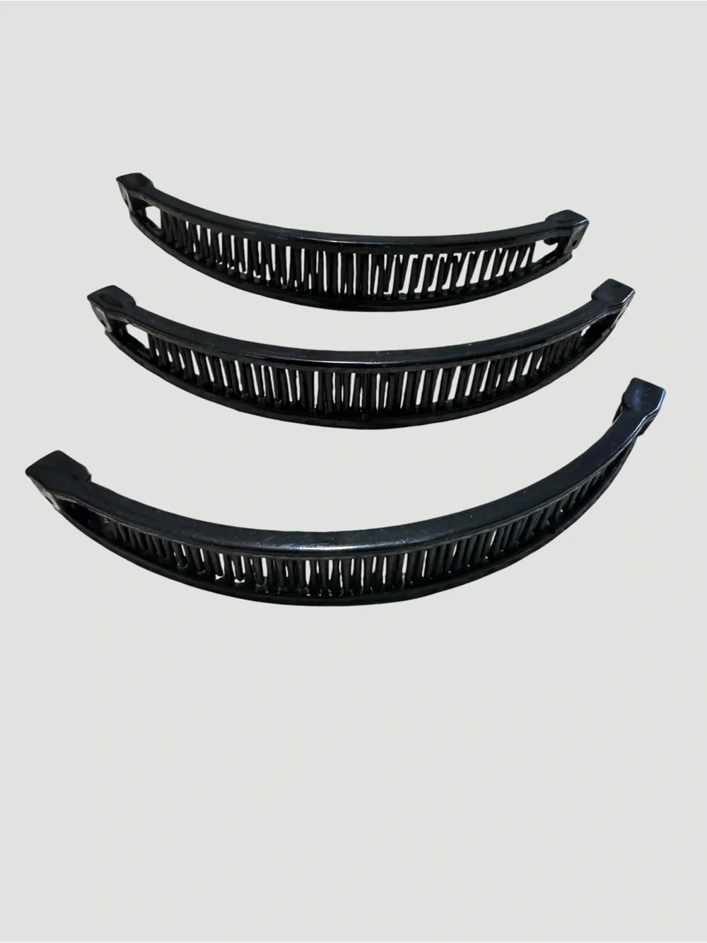 3-Piece Black Banana Hair Clips Set Curved French Barrettes Thick Hair Clips